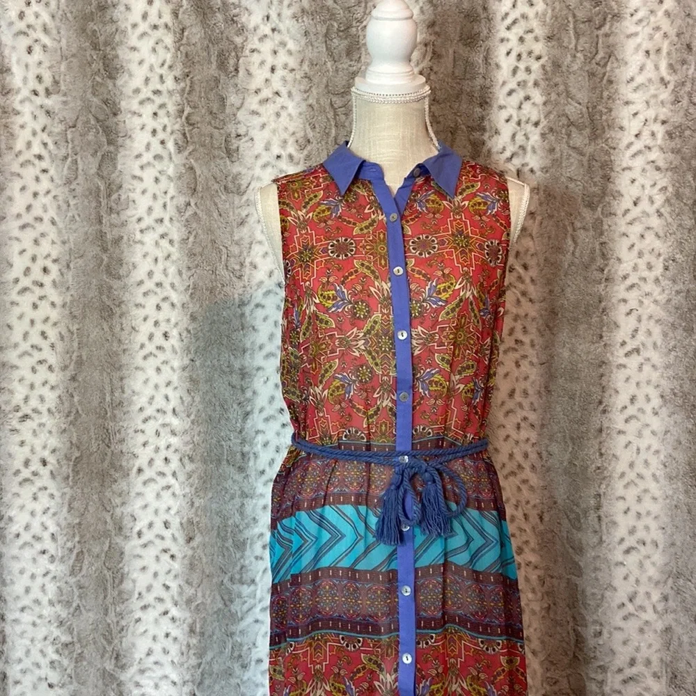 Flying Tomato Red & Blue Patterned Maxi Dress - Picture 2 of 15
